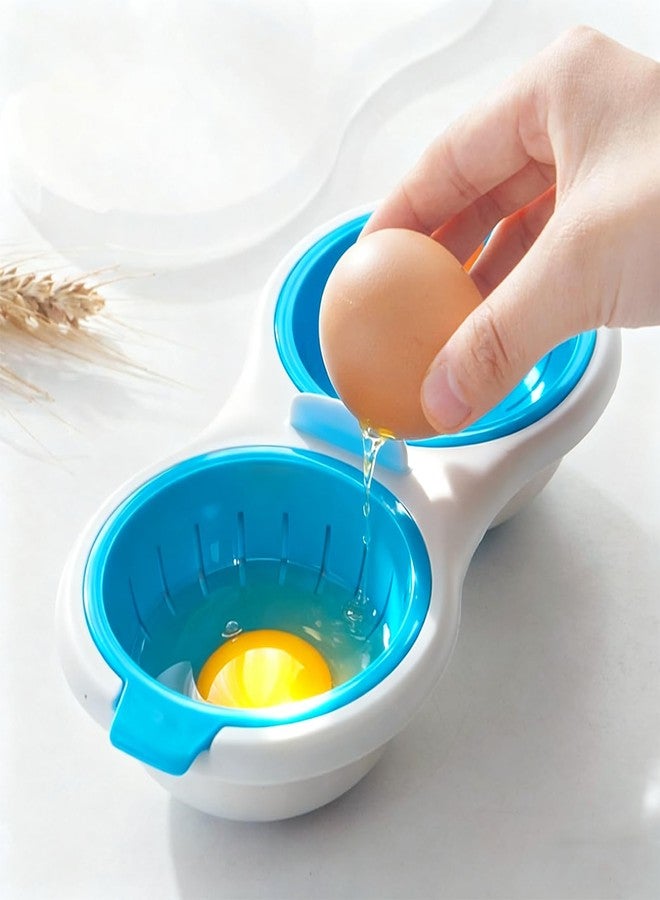 kfzhenqi Microwave Egg Poacher,2 Cavity Eggs Poacher, Microwave egg cooker with Lid,Double Layer Microwave Boiled Eggs Maker for Egg McMuffin Hamburg Breakfast Sandwiches,Easy to cook and clean (blue) - Image 3